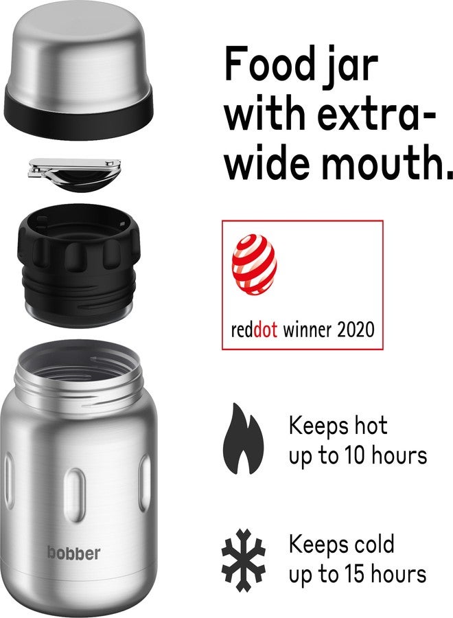 BOBBER 16 oz Insulated Stainless Steel Thermo Jar with Wide Mouth, Built-in Spoon and Bowl Lid - Perfect for Hot Food, Keeps Soups Hot for 10 Hours, Cold for 15 Hours (Matte) - Image 2